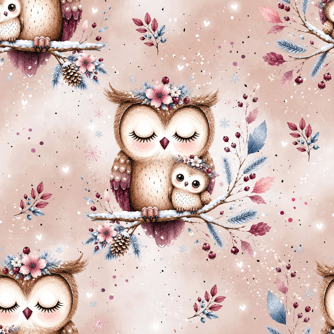 VORBESTELLUNG!! Winter Owls Allover Bio Sweat *Winter 2026 Serie* - Staghorn Eigenproduktion