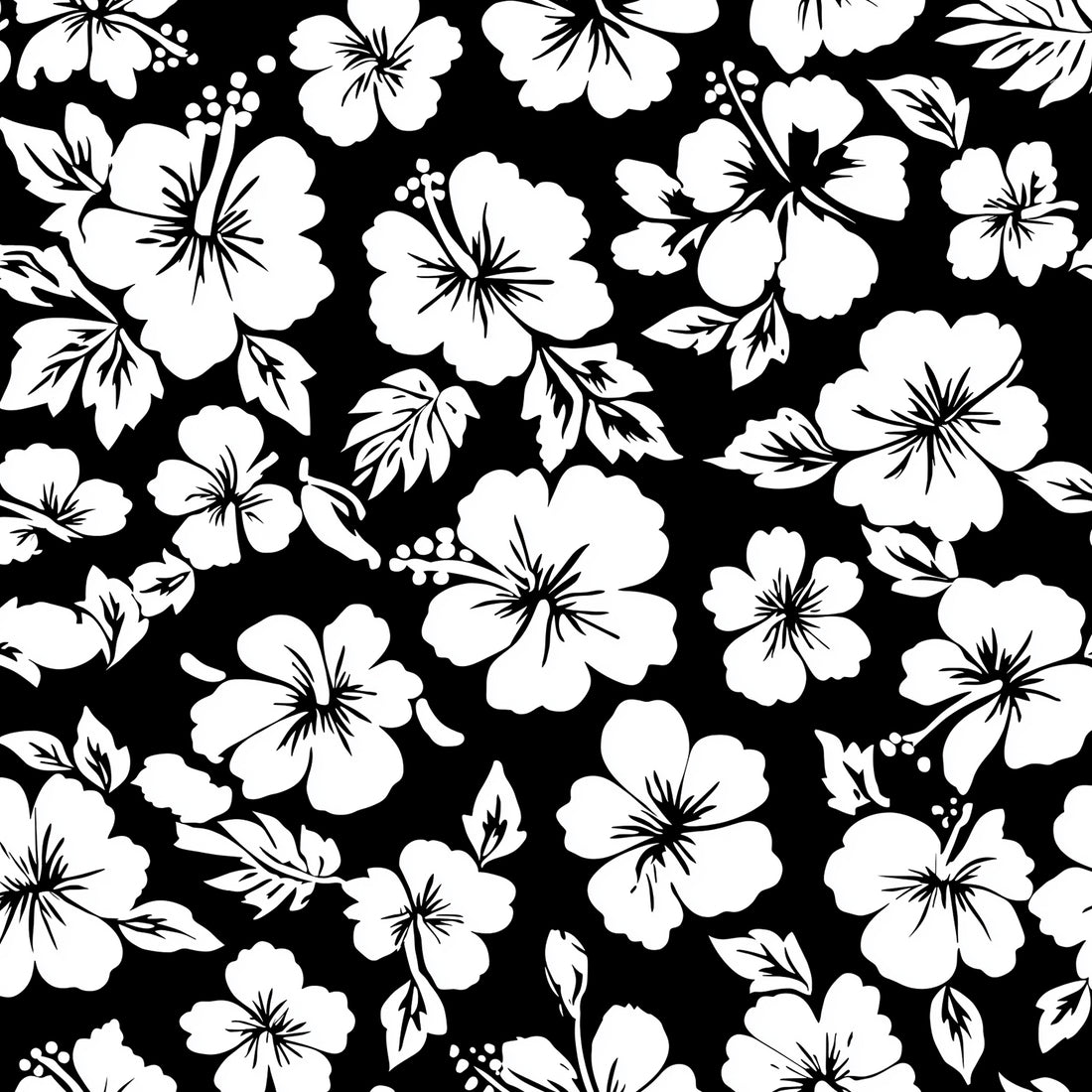 Black White Hibiscus Bio Jersey *Tropical Summer Serie* - Staghorn Eigenproduktion