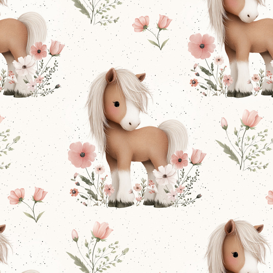 *Cute Pony Allover* Bio Jersey *Spring Fling Serie* Staghorn Eigenproduktion