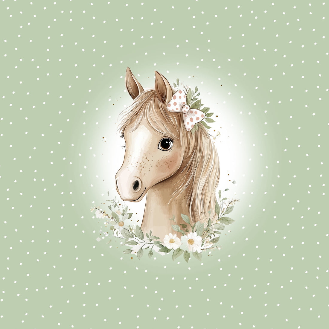 VORBESTELLUNG!! 70cm!! Beautiful Horse Zartes Grün Panel Bio Jersey *Spring Fling Serie* Staghorn Eigenproduktion