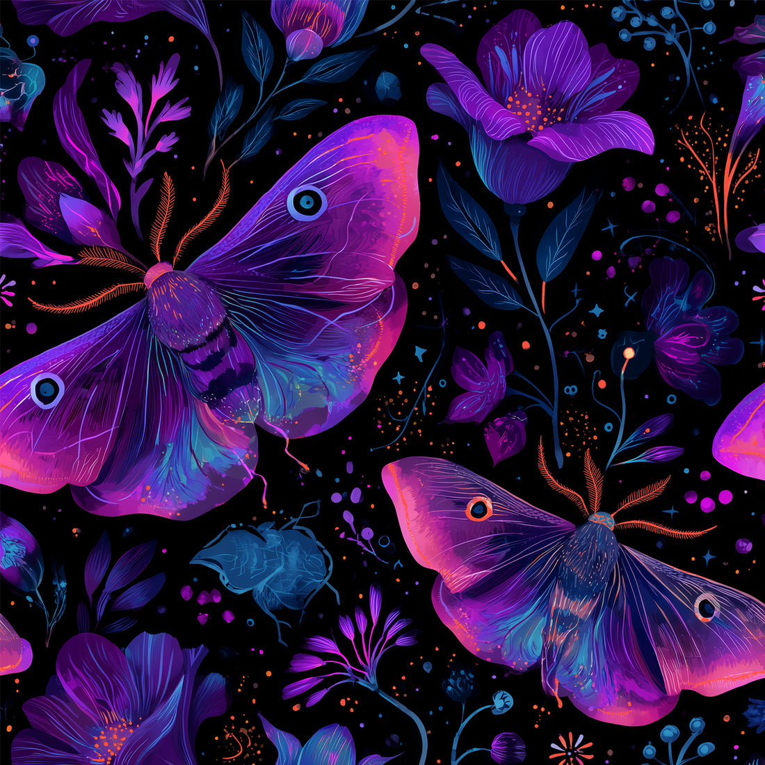 VORBESTELLUNG!! Floral Moths Purple Blue Bio Sweat *Halloween 2026 Serie* - Staghorn Eigenproduktion