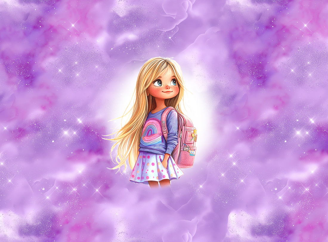70cm!! *School Girl Flieder Lila Panel* Bio Jersey Panel *Einschulung 2026 Serie* Ei