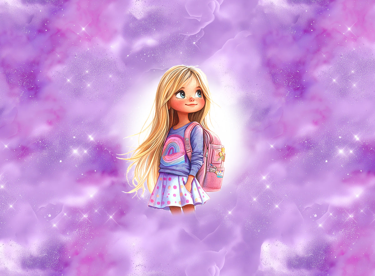70cm!! *School Girl Flieder Lila Panel* Bio Jersey Panel *Einschulung 2026 Serie* Ei