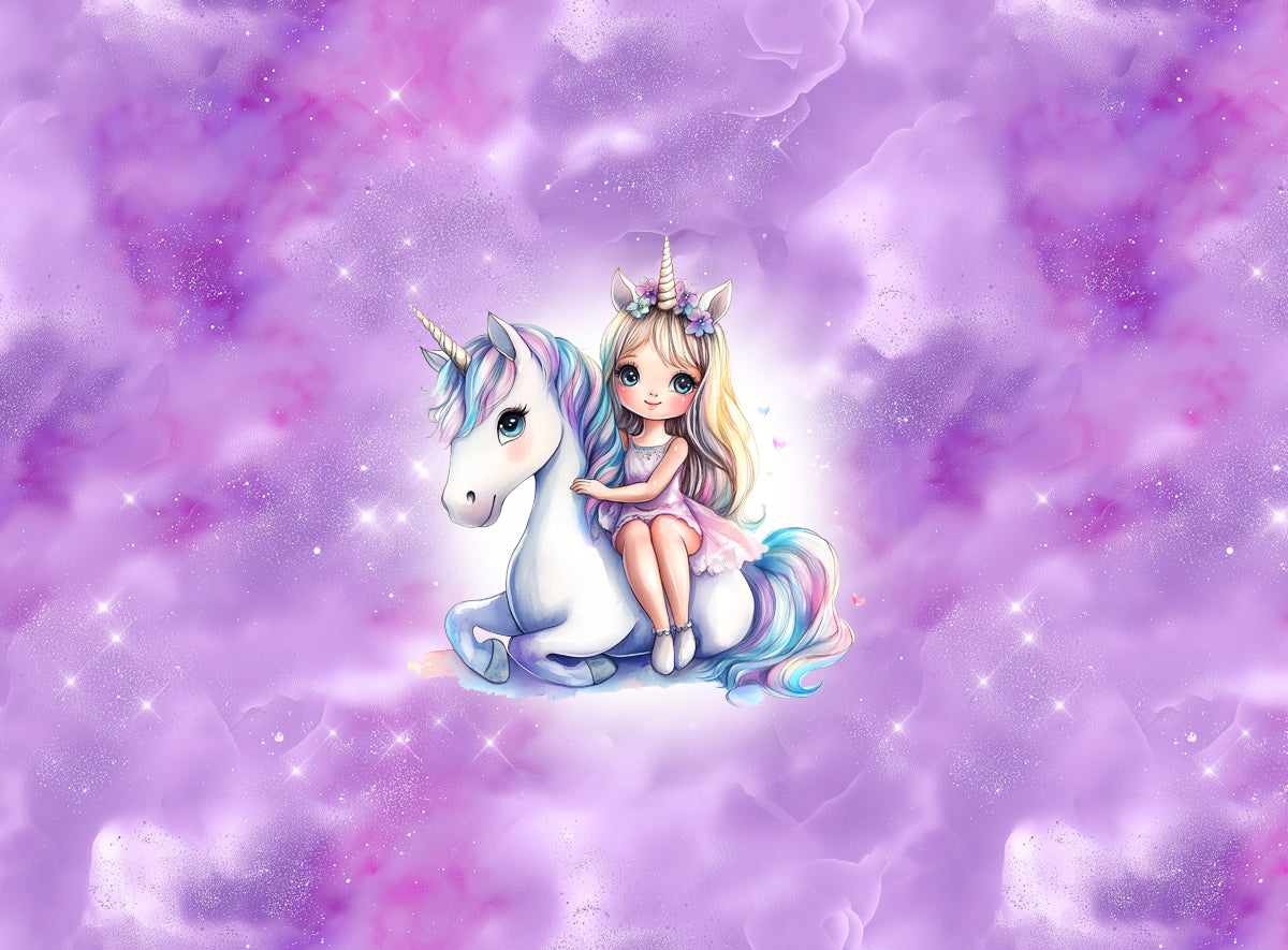 70cm!! *Unicorn Girl Flieder Lila Panel* Bio Jersey Panel *Einschulung 2026 Serie* E