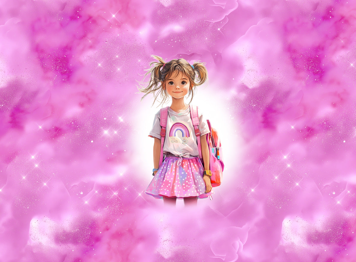 70cm!! *School Girl Brünette Berry Lila Panel* Bio Jersey Panel *Einschulung 2026 Se