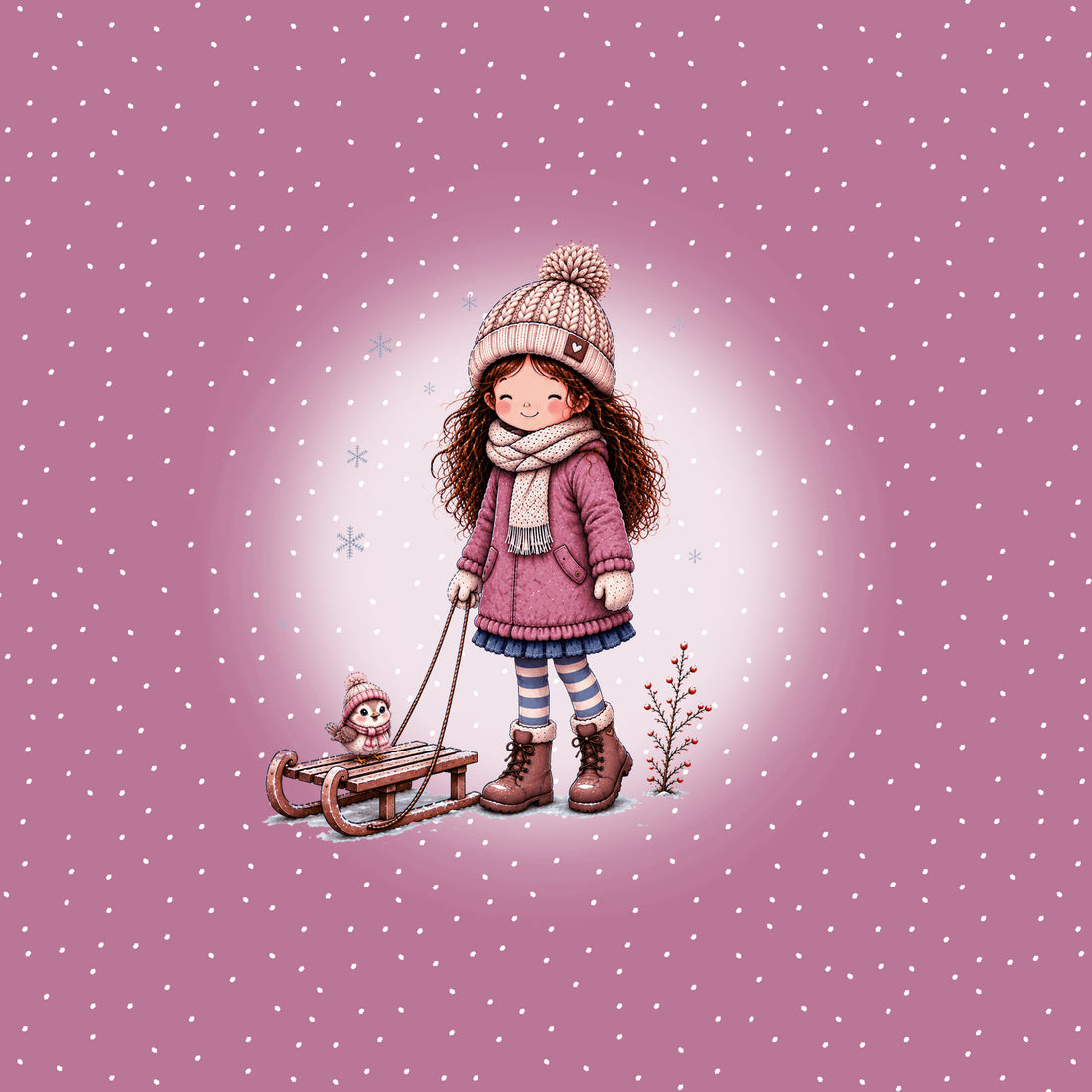 VORBESTELLUNG!! 70cm!! Schlitten Brünette Girl Panel Bio Sweat *Winter 2026 Serie* - Staghorn Eigenproduktion