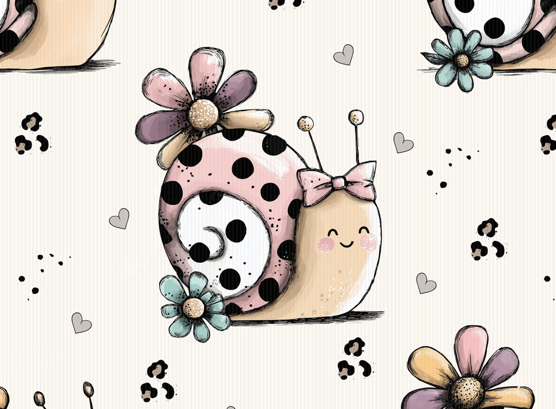 Cutie Schnecke Creme Bunt Rib Jersey *Cutie Pies Serie* - Staghorn Eigenproduktion