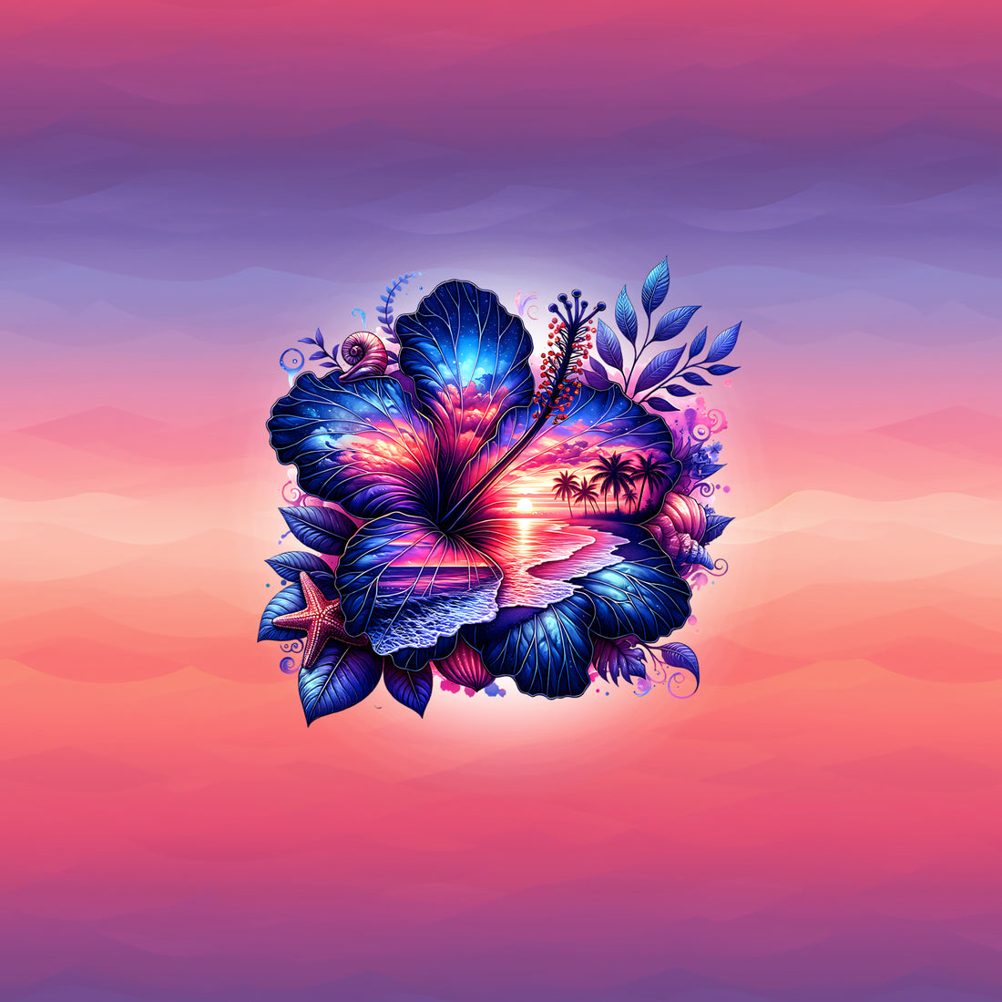 70cm!! Tropical Hibiscus Jersey Panel *Tropical Summer Serie* - Staghorn Eigenproduktion