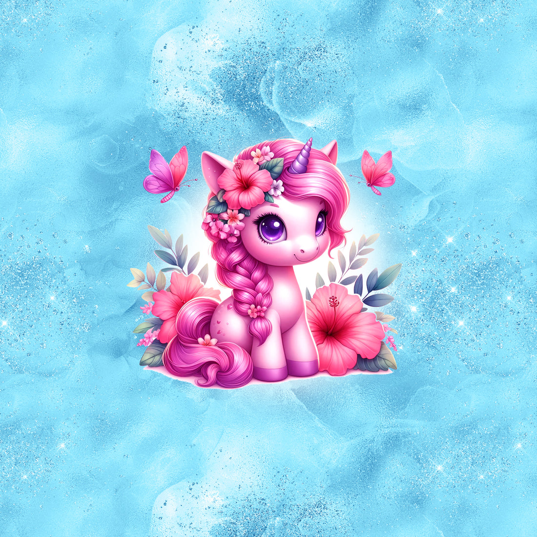 70cm!! Unicorn Shiny Türkis Jersey Panel *Tropical Summer Serie* - Staghorn Eigenproduktion