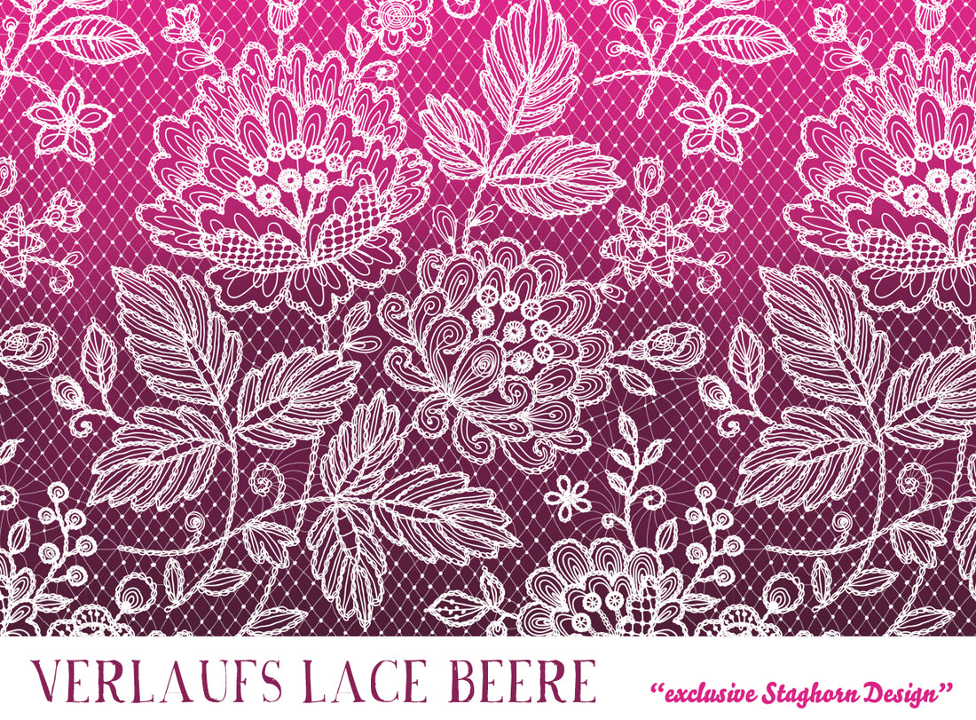VORBESTELLUNG!! Berry Lace Bio Jersey Farbverlauf "Staghorn Lace Serie exklusiv” Eigenproduktion