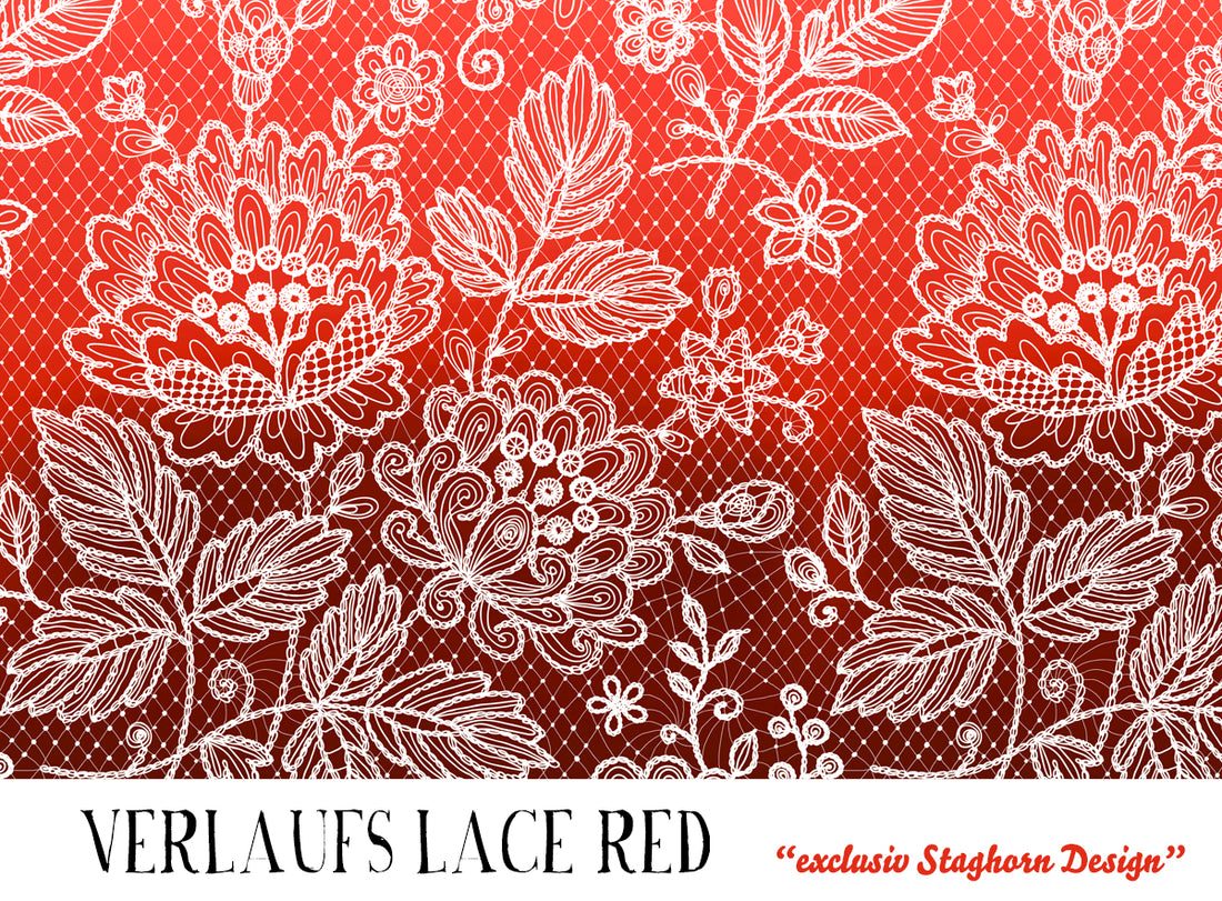 Red Lace Bio Jersey Farbverlauf "Staghorn Lace Serie exklusiv” Eigenproduktion