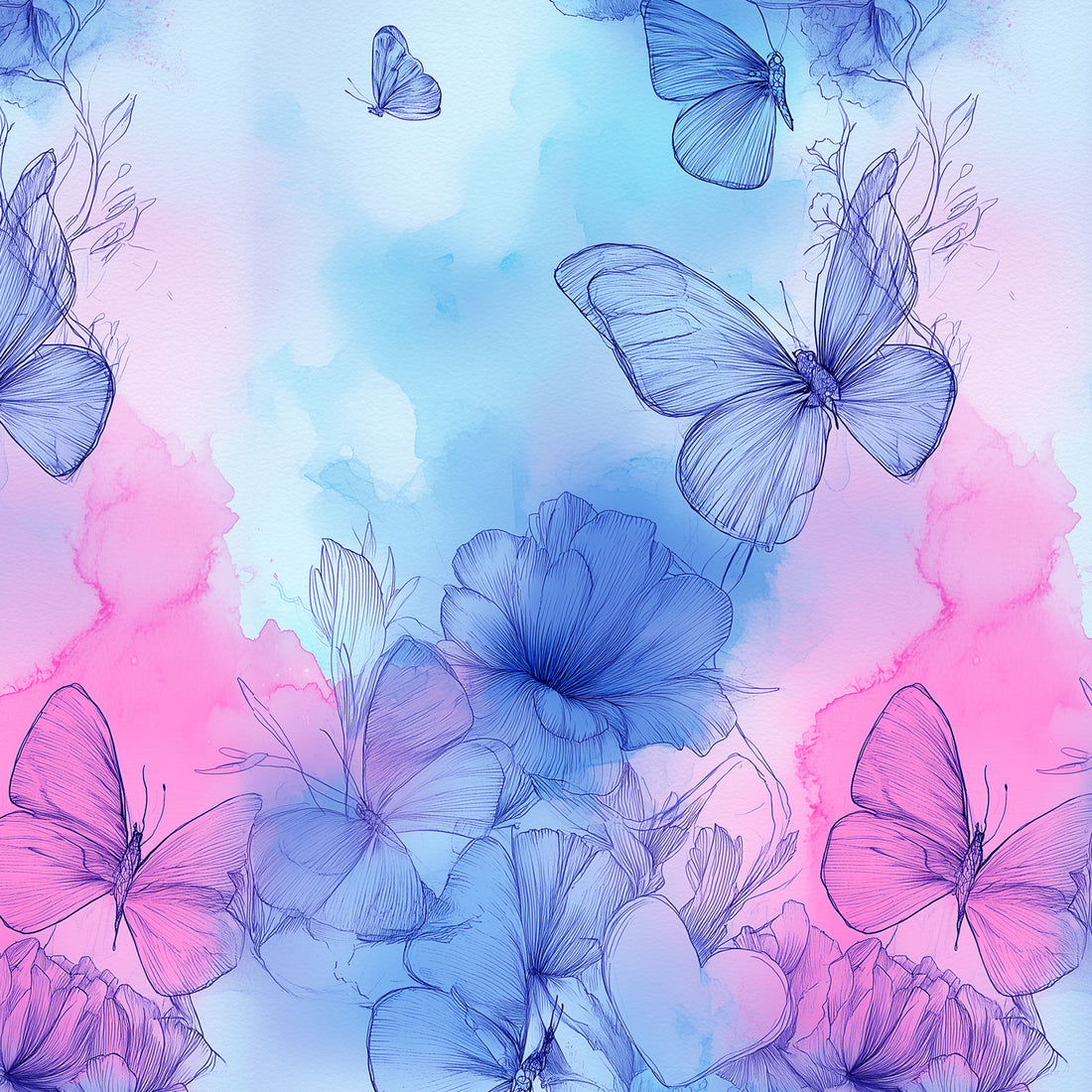 Watercolor Florals Jersey *Ocean 2026 Serie* Staghorn Eigenproduktion