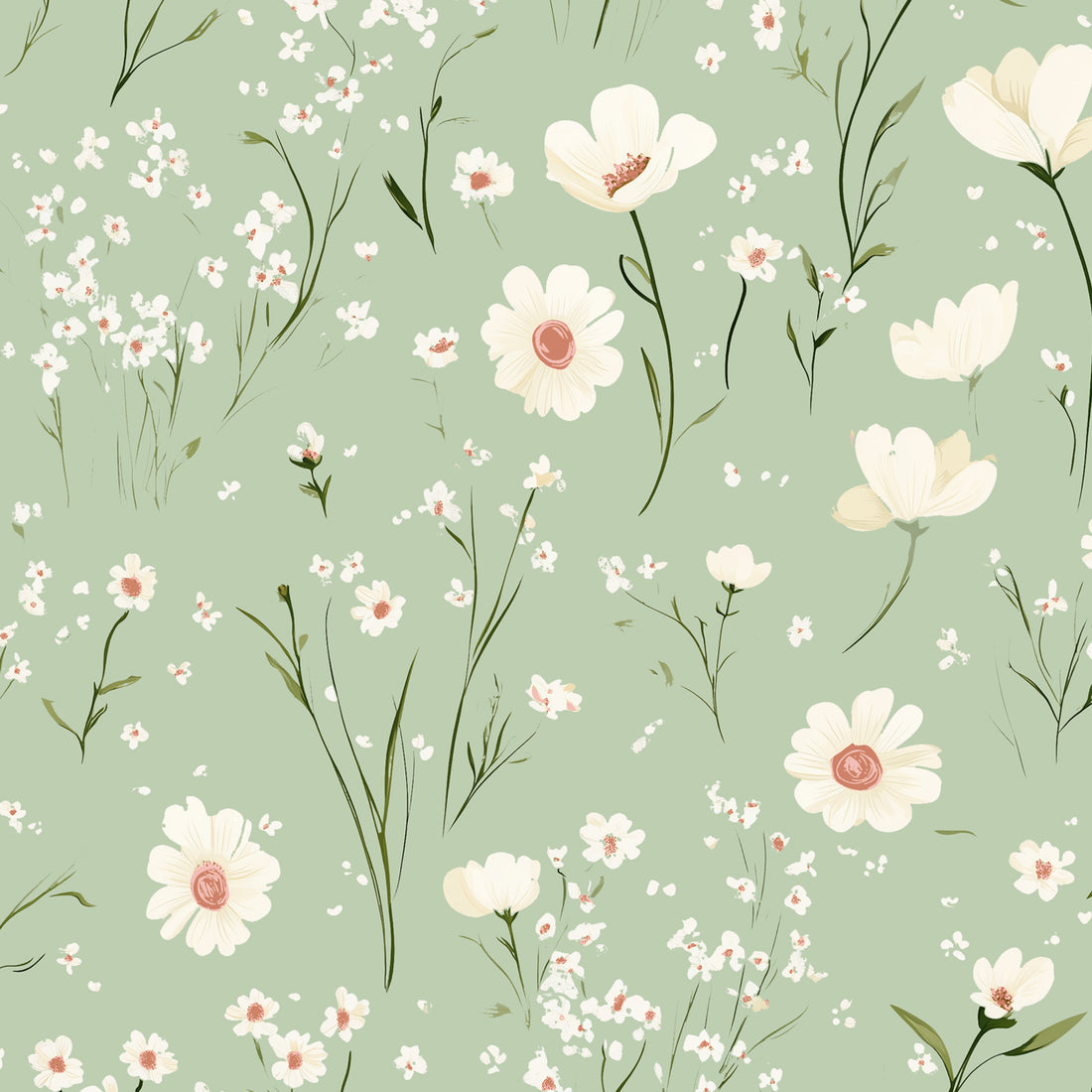 *Blumenwiese Zartes Grün* Bio Jersey *Spring Fling Serie* Staghorn Eigenproduktion