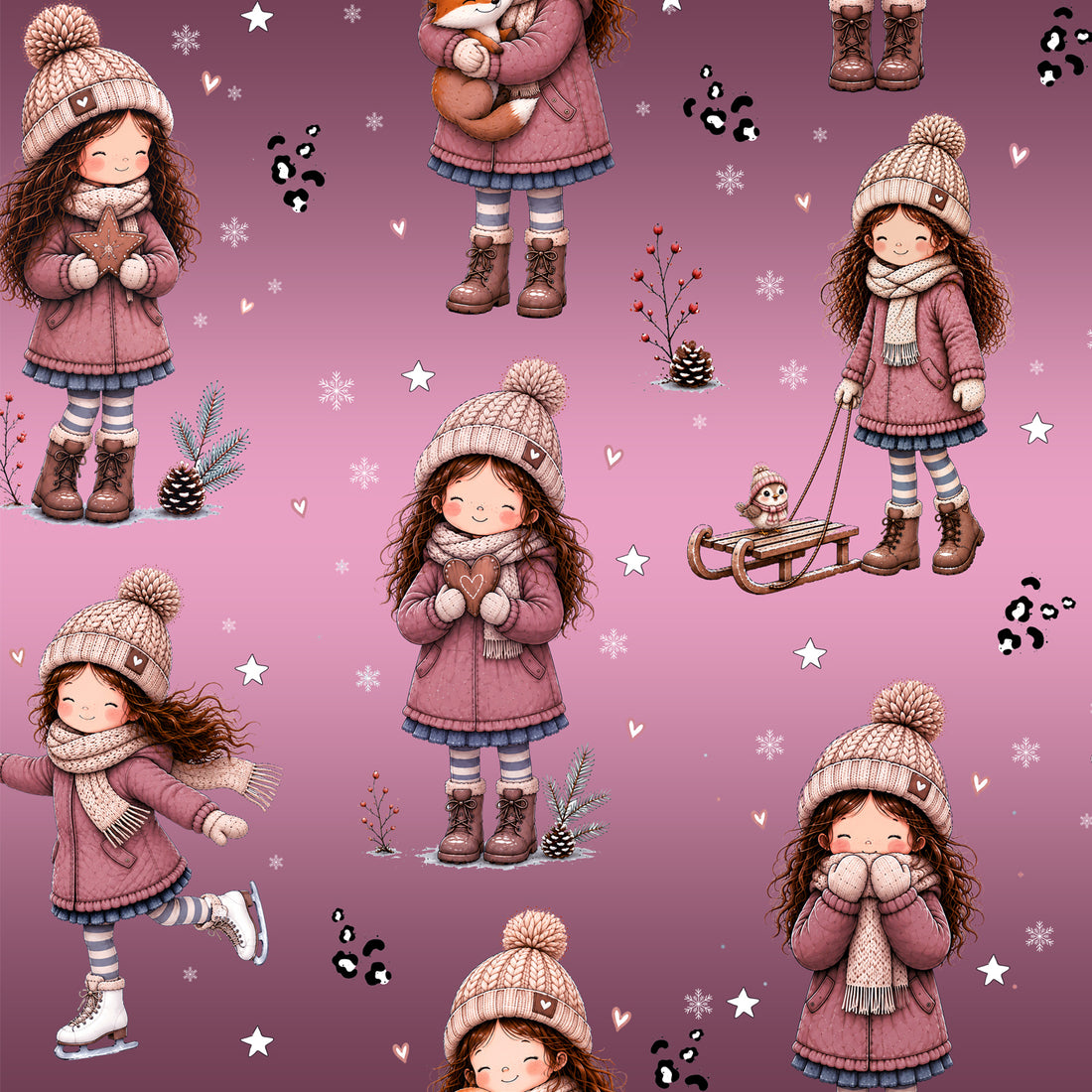 VORBESTELLUNG!! Winter Girls Brünette Allover Bio Sweat *Winter 2026 Serie* - Staghorn Eigenproduktion